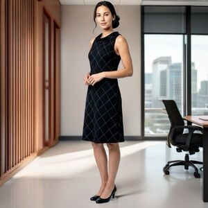 1990s S L Fashions Bias Crepe Argyle Dress, Medium Petite